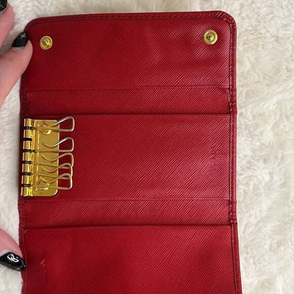 Prada Red Saffiano Leather 6-Key Holder - Picture 9 of 12